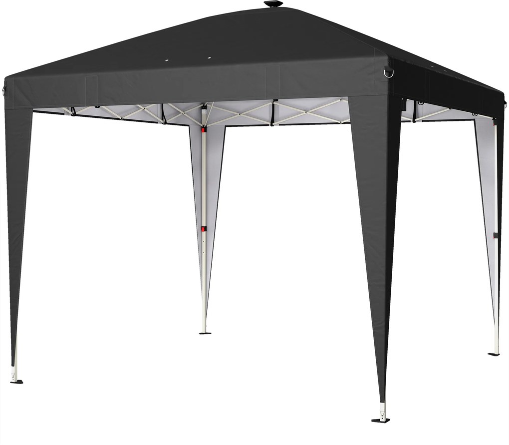 Outsunny Gazebo 3x3 m Pliabil Pop Up cu Înălțime Reglabilă, UV50+, Gazebo de Grădină cu Lumină Centrală și USB, Telecomandă, Geantă de Transport, pentru Exterior, Camping, Petreceri, Negru | Aosom Romania