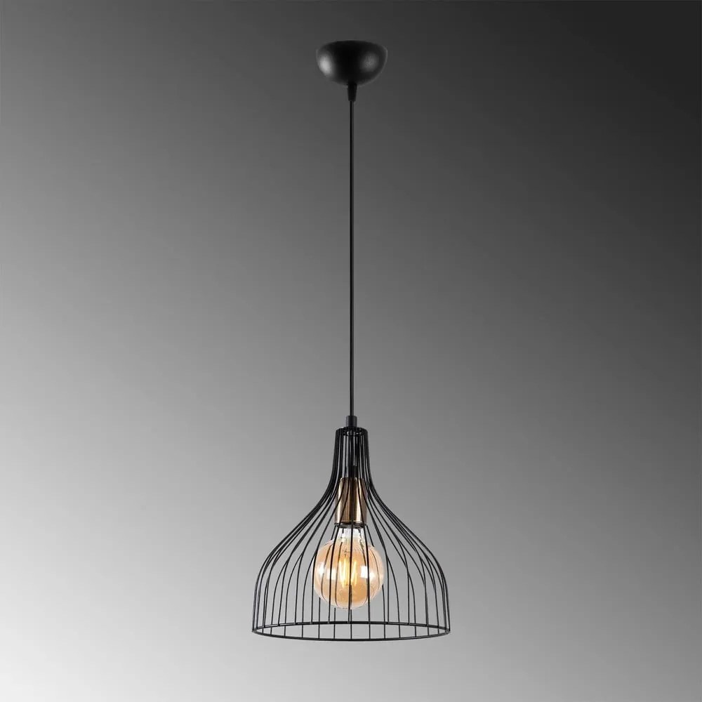 Lustră neagră cu abajur din metal ø 25 cm Cafu – Opviq lights