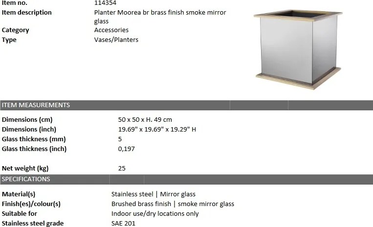 Ghiveci design LUX Moorea, oglinda fumurie-alama 114354 HZ