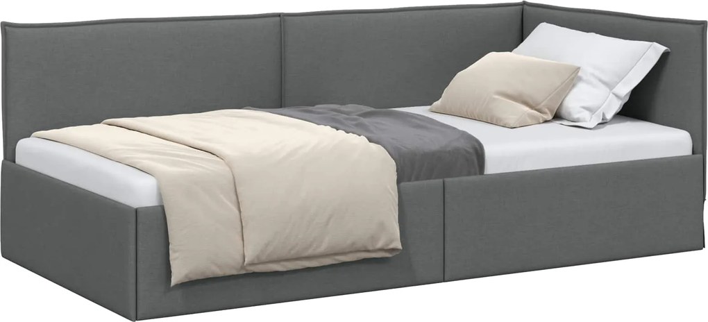 vidaXL Cadru de pat colțar Gri închis 80 x 200 cm țesătură