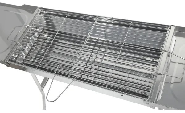 Grătar portabil cu cărbuni, crom lucios