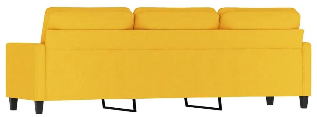 Canapea cu 3 locuri, galben deschis, 210 cm, material textil