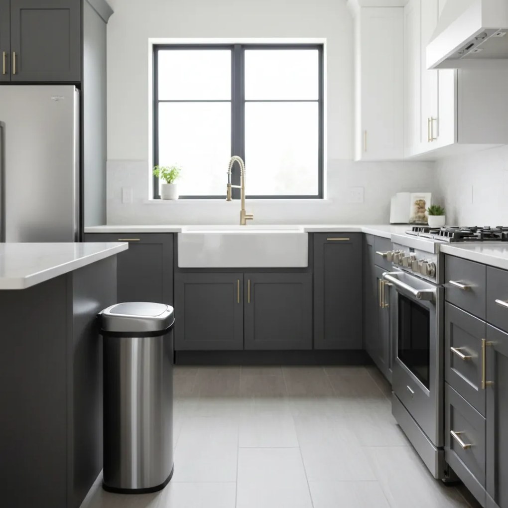 Coș de gunoi cu senzor DEUS, 58 litri, argintie Jurhan