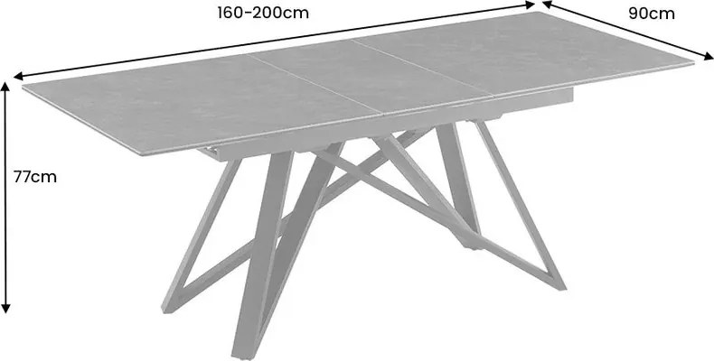 Masa extensibila, Ceramica Grafit, ATLAS 160-200cm A-46500 VC