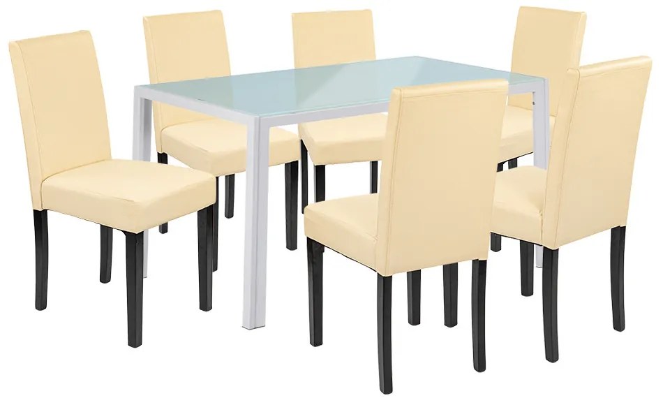 Set de masă Mira 6+1 alb-bej