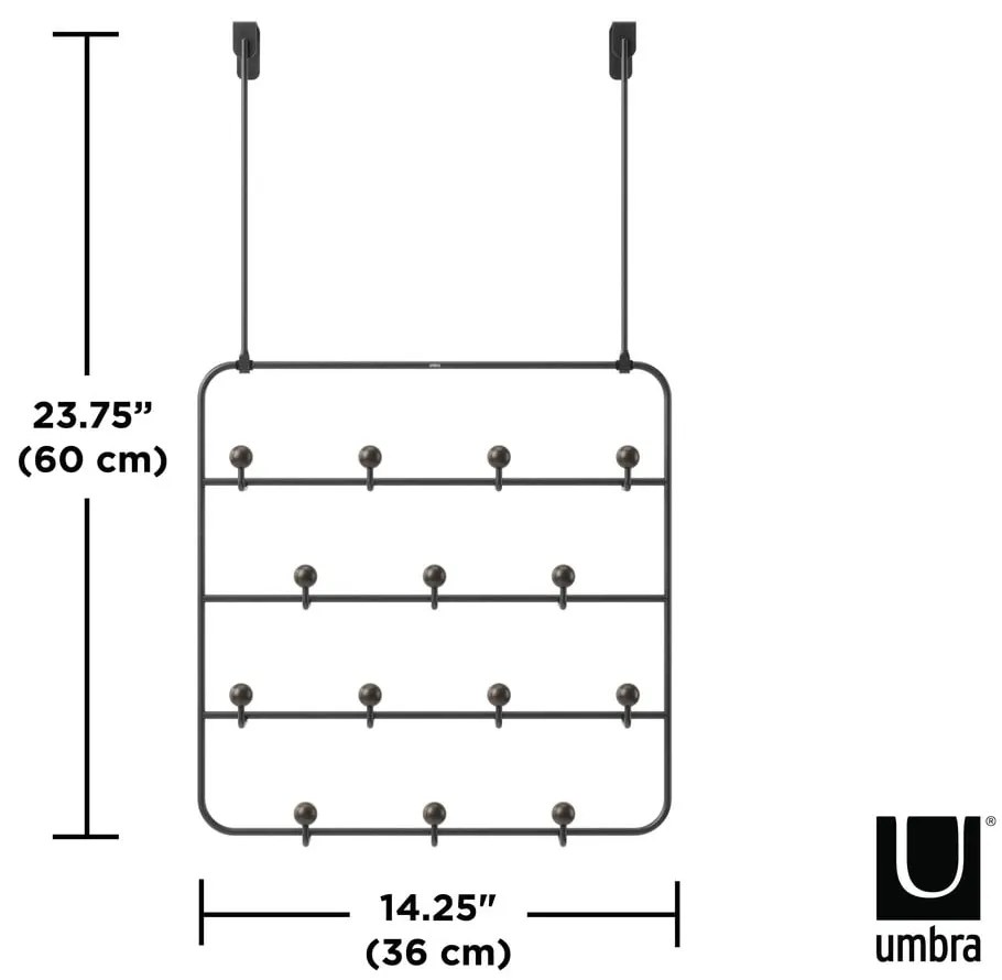 Cuier de ușă negru/în culoare naturală din metal 36 cm Estique – Umbra