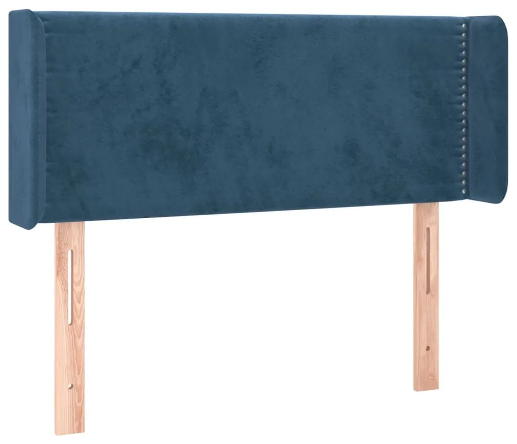 3118668 vidaXL Tăblie pat cu aripioare albastru închis 93x16x78/88 cm catifea