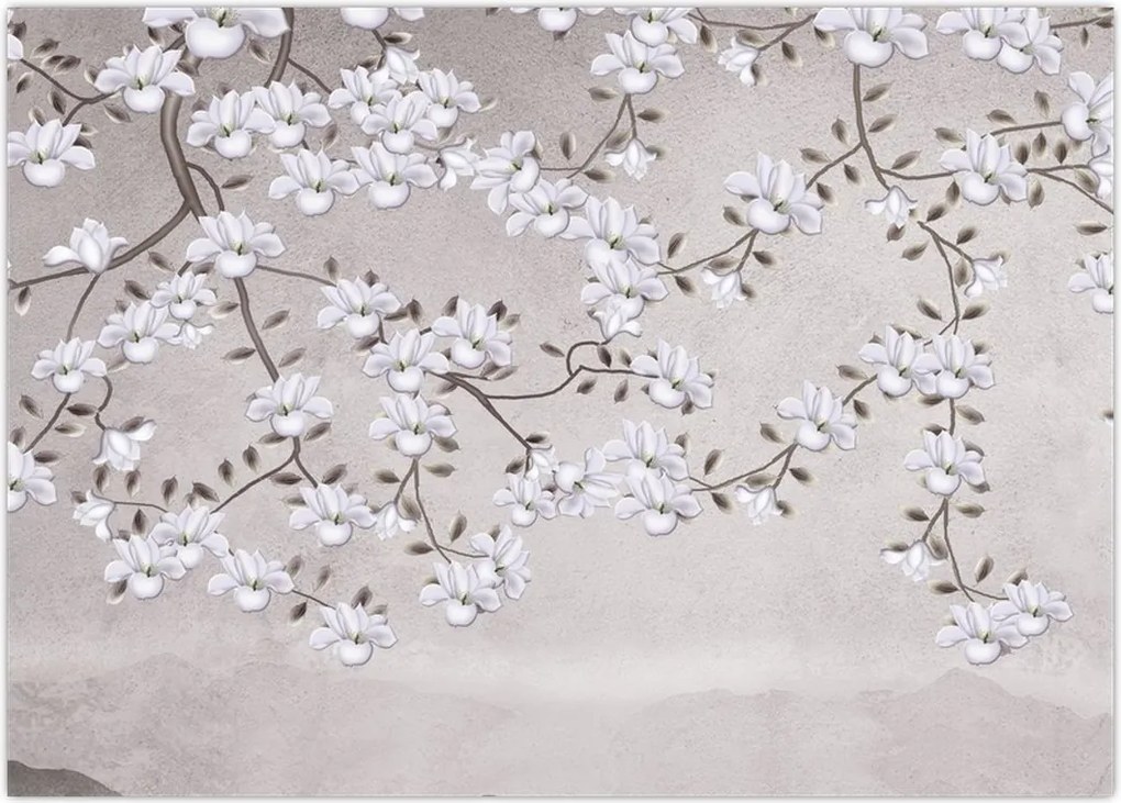 Tablou - Flori într-un peisaj gri (70x50 cm)