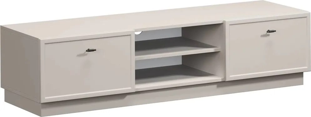 Comodă TV Lorini 150 cm cu sertare - culoare cașmir / mânere negre tip T-bar