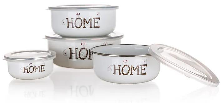 Set castroane emailate cu capac HOME, 8 piese