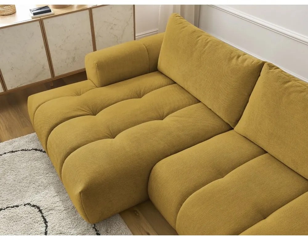 Colțar galben muștar extensibil/cu spațiu de depozitare (cu colț pe partea stângă/cu șezlong) Fuji – Bobochic Paris