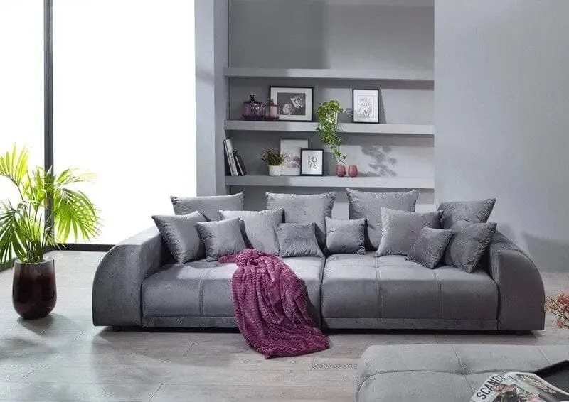 Canapea extensibilă dumonde cu 2 lăzi de depozitare si sezut confortabil din spuma high-density, Verona Royal Antracit 310x100 cm