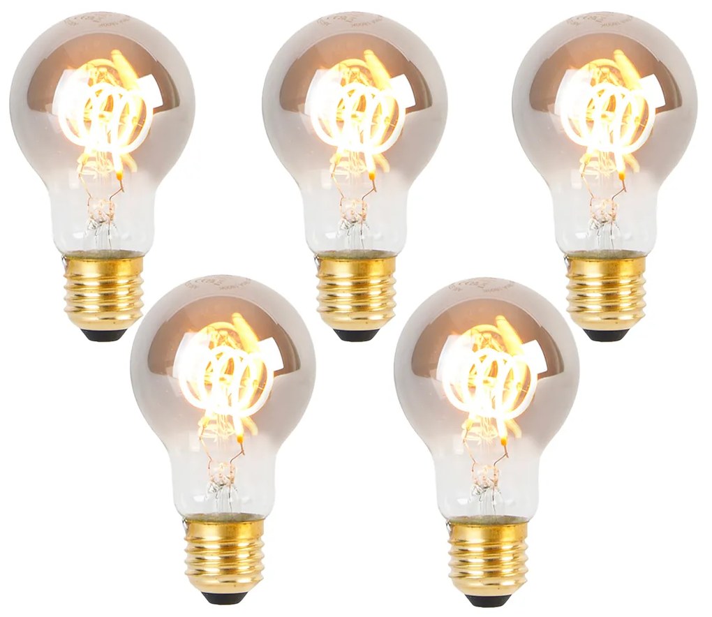 Set de 5 becuri spirale LED E27 A60 fumurii 4W 120 lm 1800K