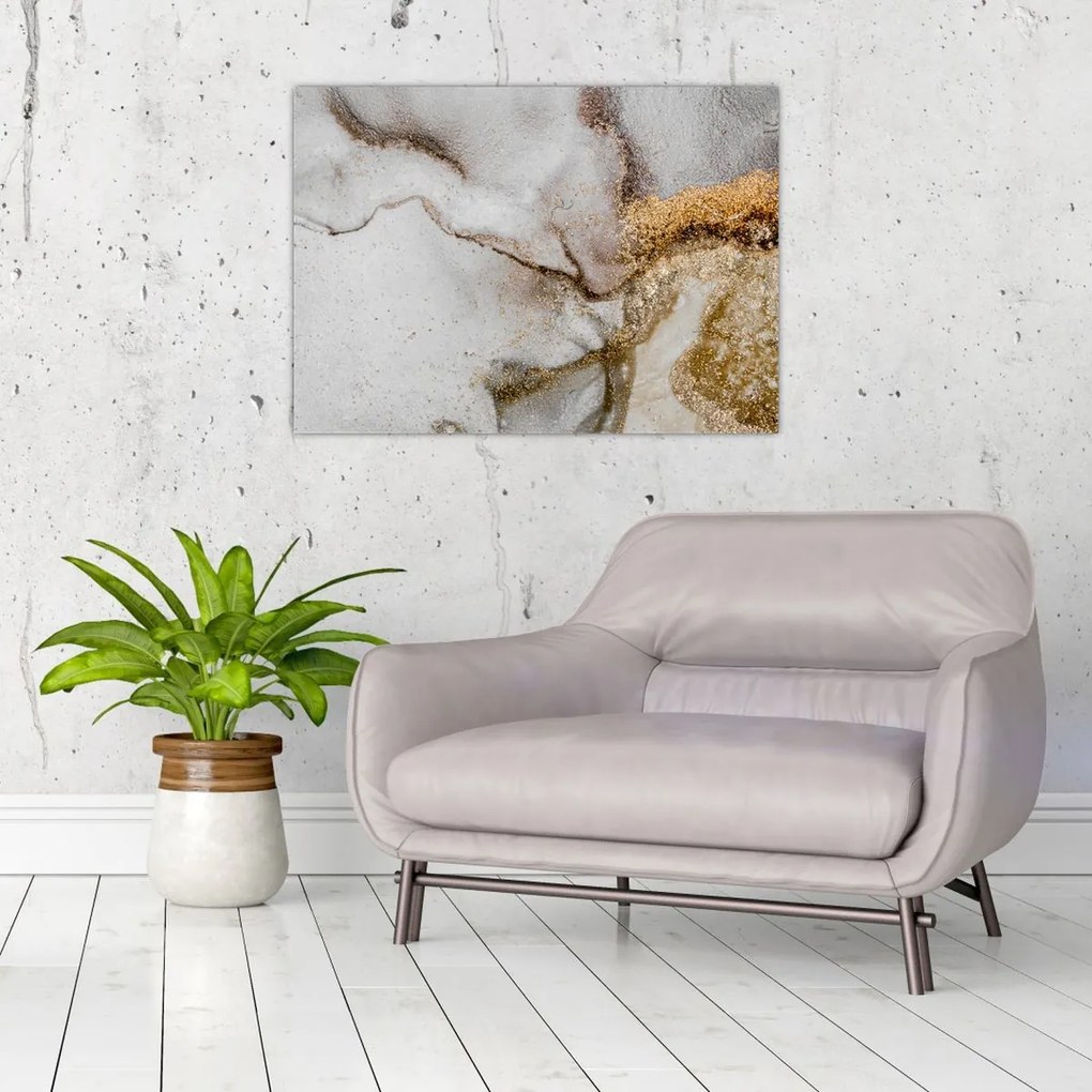 Tablou pe sticlă - Cerneală de marmură (70x50 cm)