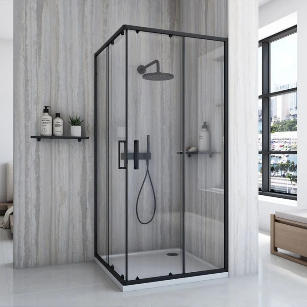 Cabina de dus neagra City 80x80 cm