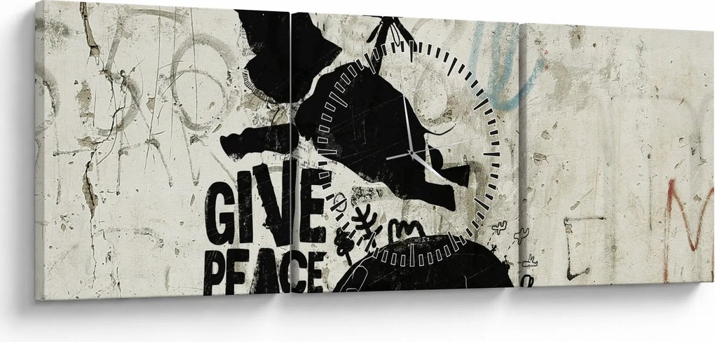 Tablou - Elefant deasupra solului (cu ceas) (90x30 cm)