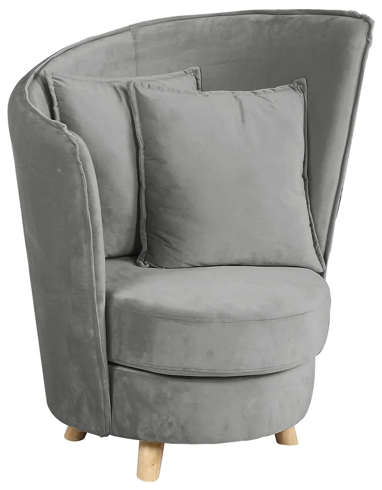 Fotoliu în stil Art Deco, catifea Velvet gri deschis/stejar, ROUND