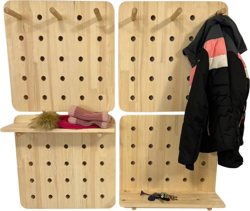 Cuier dublu din lemn de pin Bruno