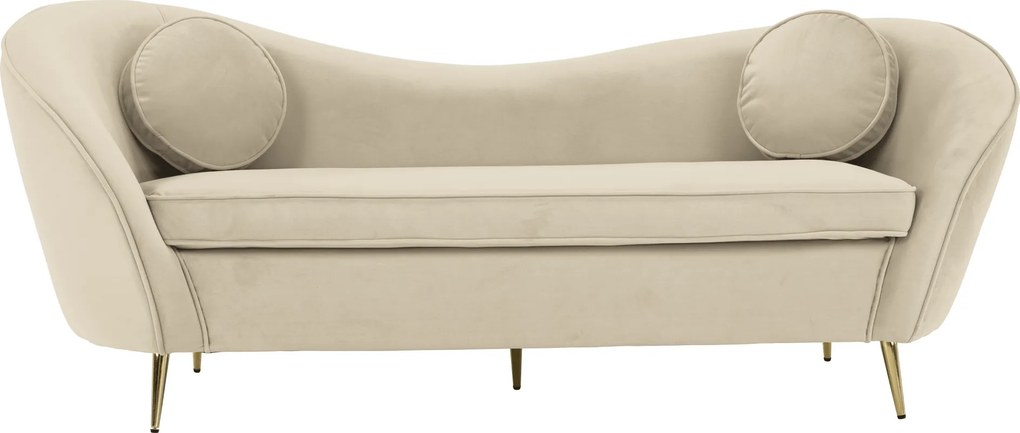 Canapea cu 3 locuri de design, ţesătură Velvet bejgold crom auriu, EZIO TYP 3