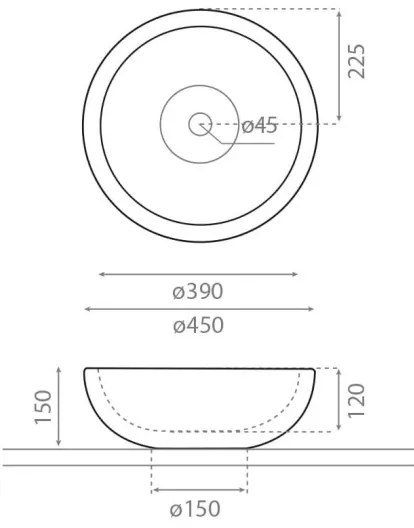 Bathco 00318 - Lavoar PUKET pentru blat, Ø 45 cm, piatră/bej