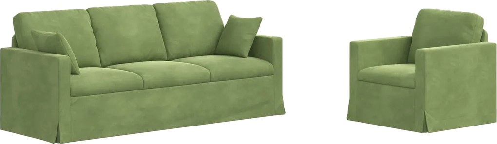 vidaXL Set de canapea 2 pcs Verde deschis 198 x 78 x 80 cm Catifea