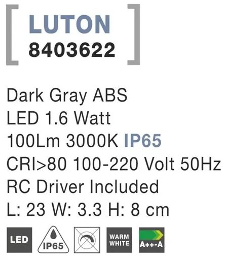 Spot LED ambiental scari de exterior IP65 Luton NVL-8403622