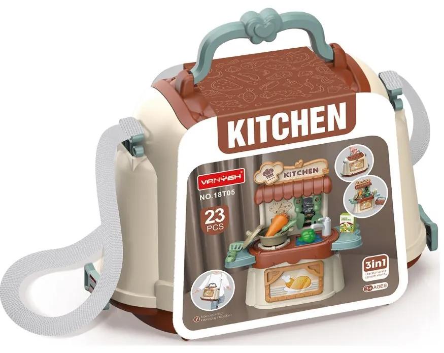 Bucătărie transportabilă pentru copii 3 în 1 cu accesorii