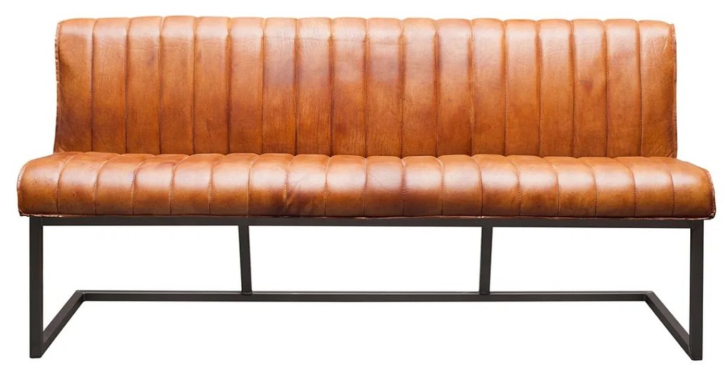 Bancheta de bucatarie din piele de bivol in stil industrial ✔ model IVY | Dimensiuni: 200x60x87x52 cm