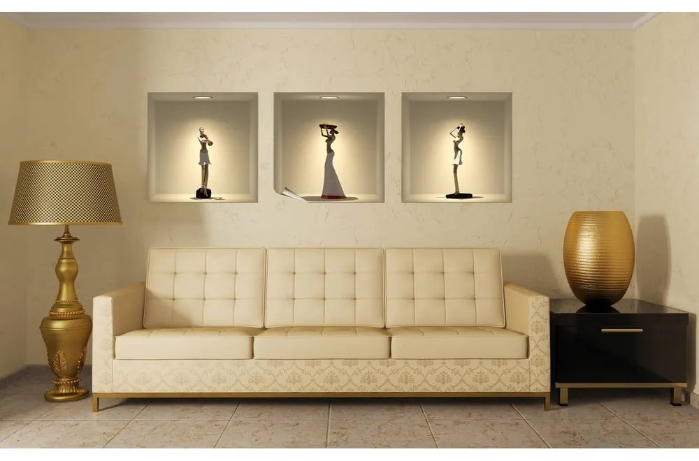 Set 3 autocolante 3D Ambiance African Statues