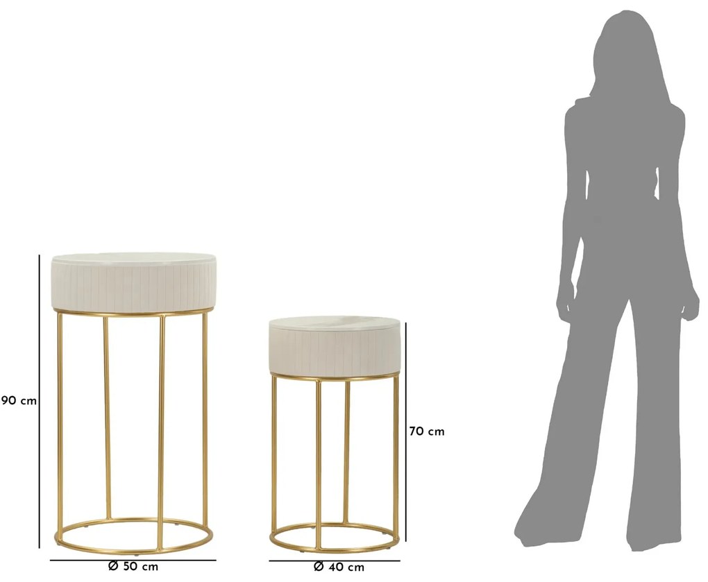 Mauro Ferretti Set De 2 Masute Inalte Cm Ø 50X90-40X68 | Aosom Romania