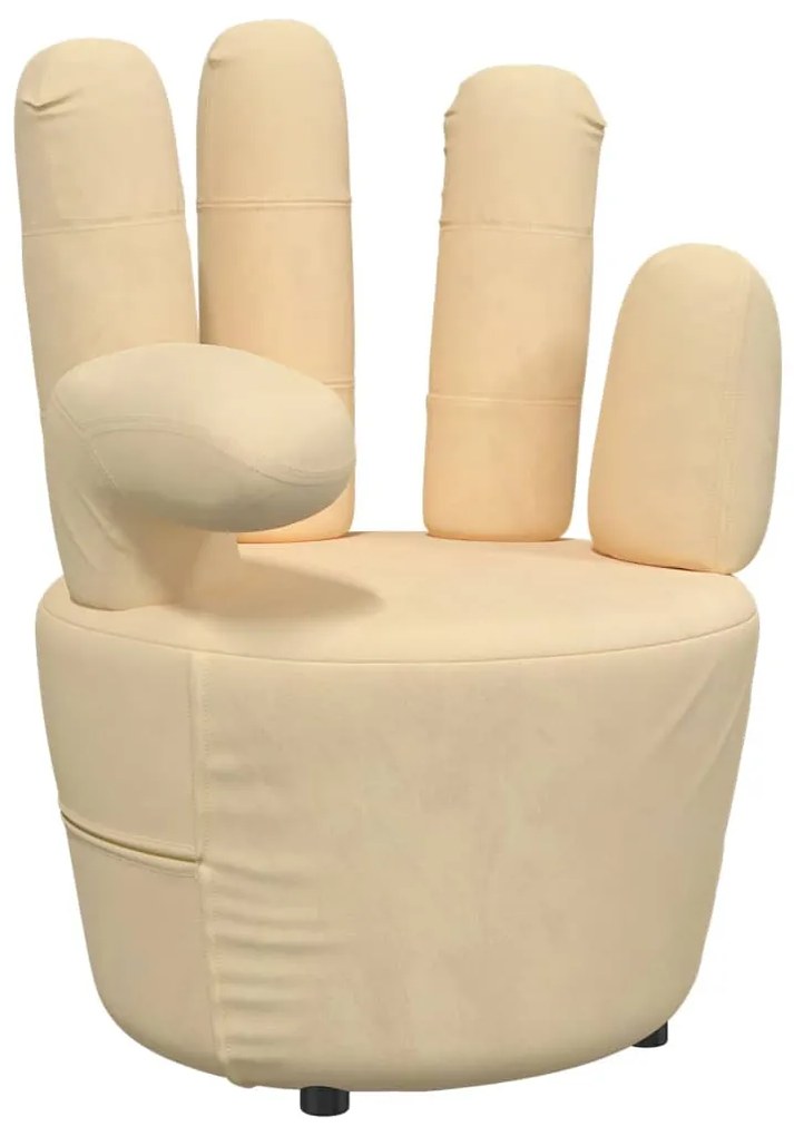 335847 vidaXL Scaun în formă de mână, crem, catifea