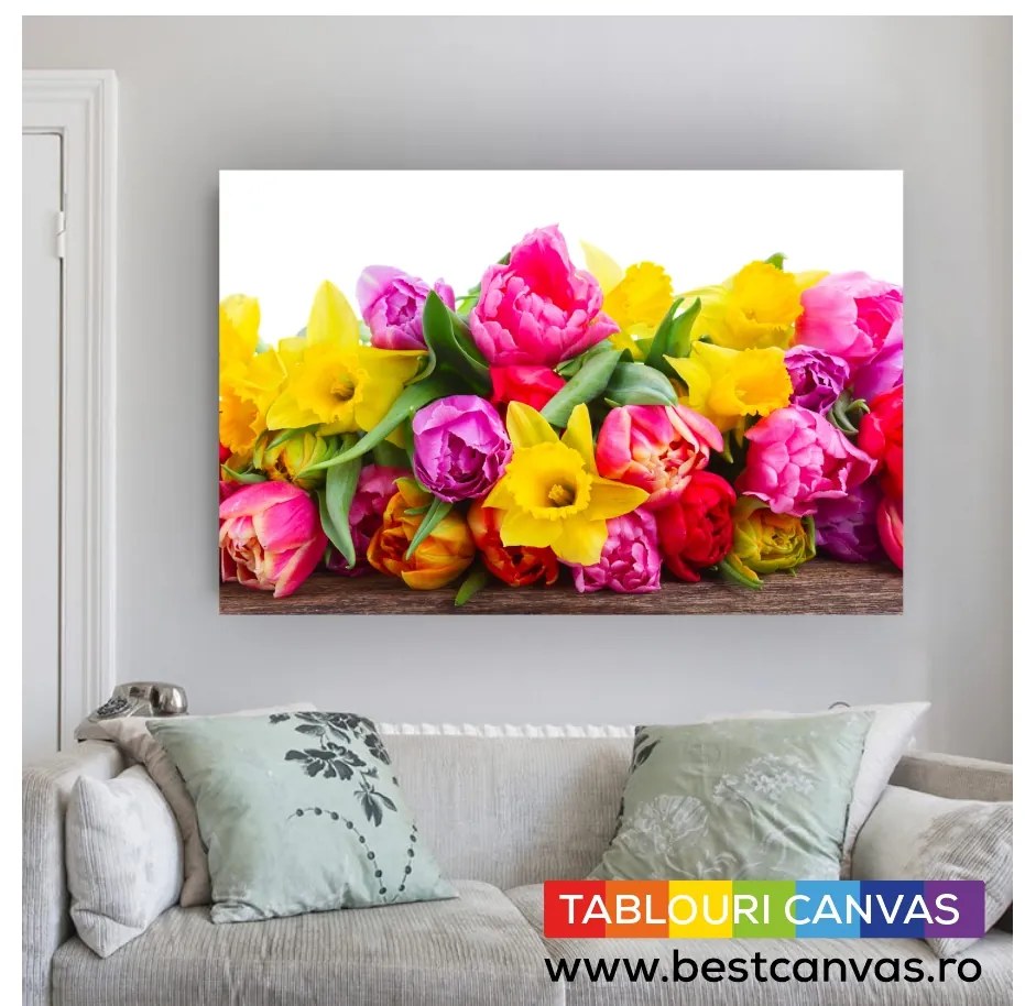 Tablou canvas buchet de lalele - 90x60cm