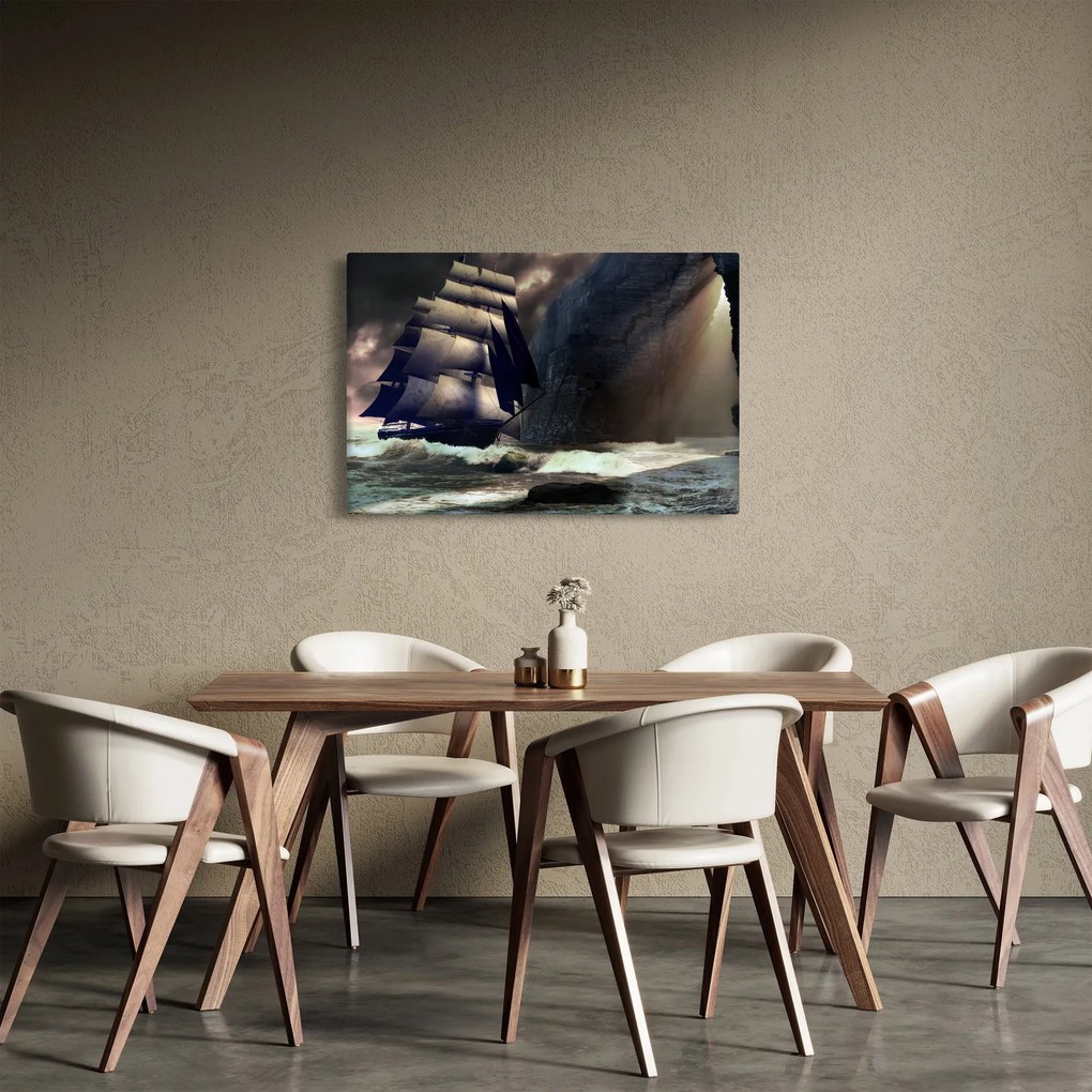Tablou - Navă printre recife (90x60 cm)