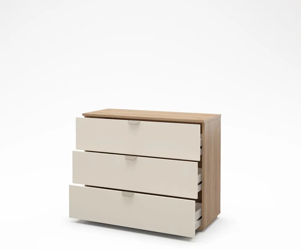 Comodă crem/în culoare naturală cu aspect de lemn de stejar 100x80x40 cm Dennis – Marckeric
