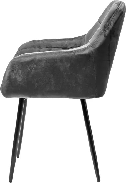 Fotoliu de masa gri MARLEN VELVET cu picioare negre