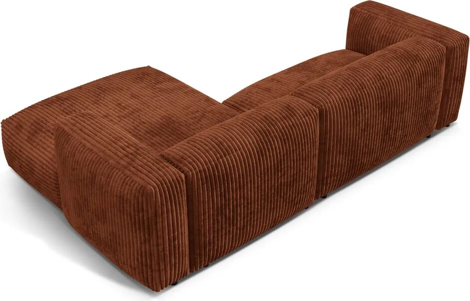 Coltar modular dreapta 2 locuri, Martina-212, Micadoni Home, 283x176x75 cm, velur, caramiziu