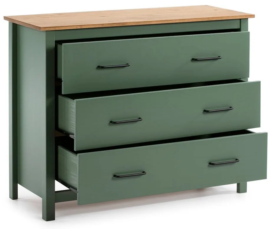 Comodă verde/în culoare naturală joasă din lemn masiv de pin 100x80 cm Miranda – Marckeric