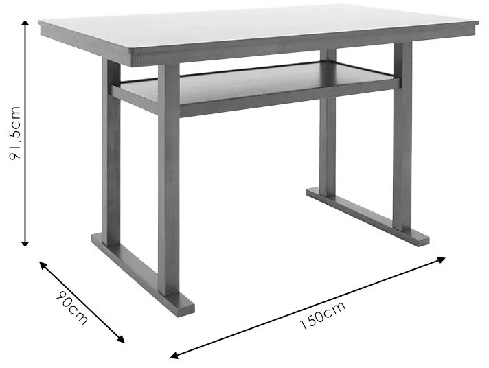 Masa de bar Tenor lemn natural cauciuc - MDF, culoarea nuc 150x90x91.5cm