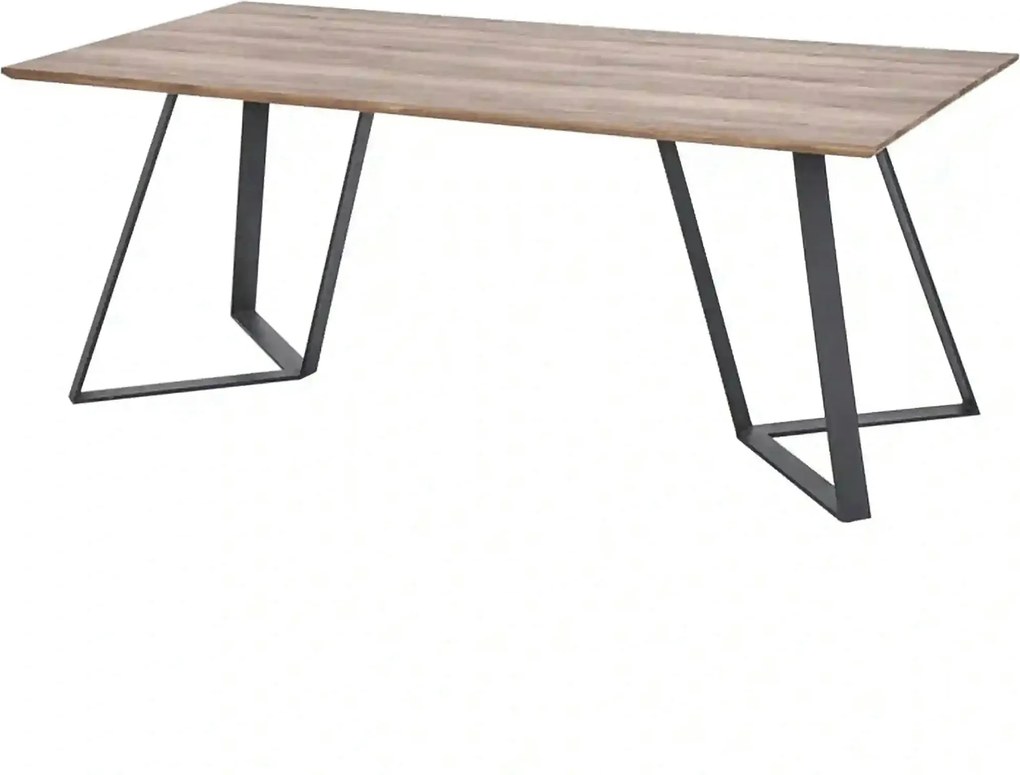 Masa CALGARY, nuc rustic/negru, 180x90x76 cm
