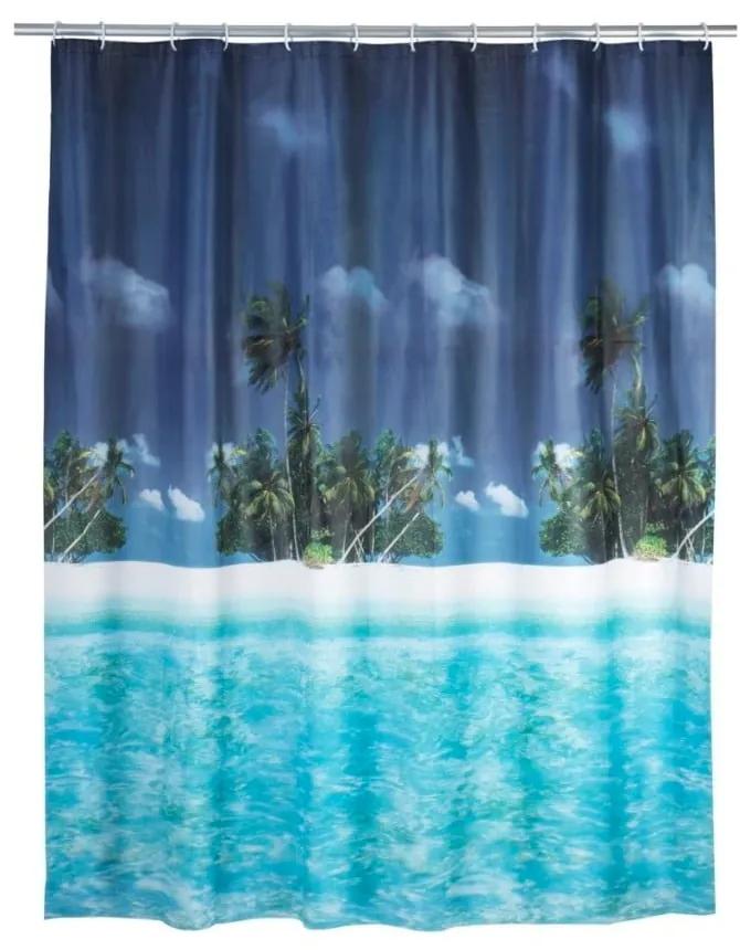 Perdea duș Wenko Dreamy Beach, 180 x 200 cm, albastru