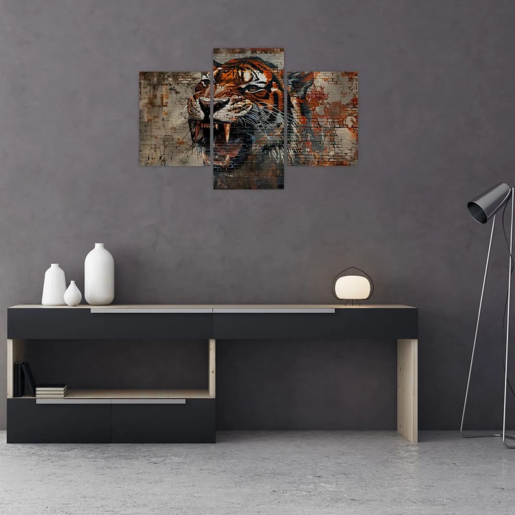 Tablou - Tigru din Cărămizi (90x60 cm)