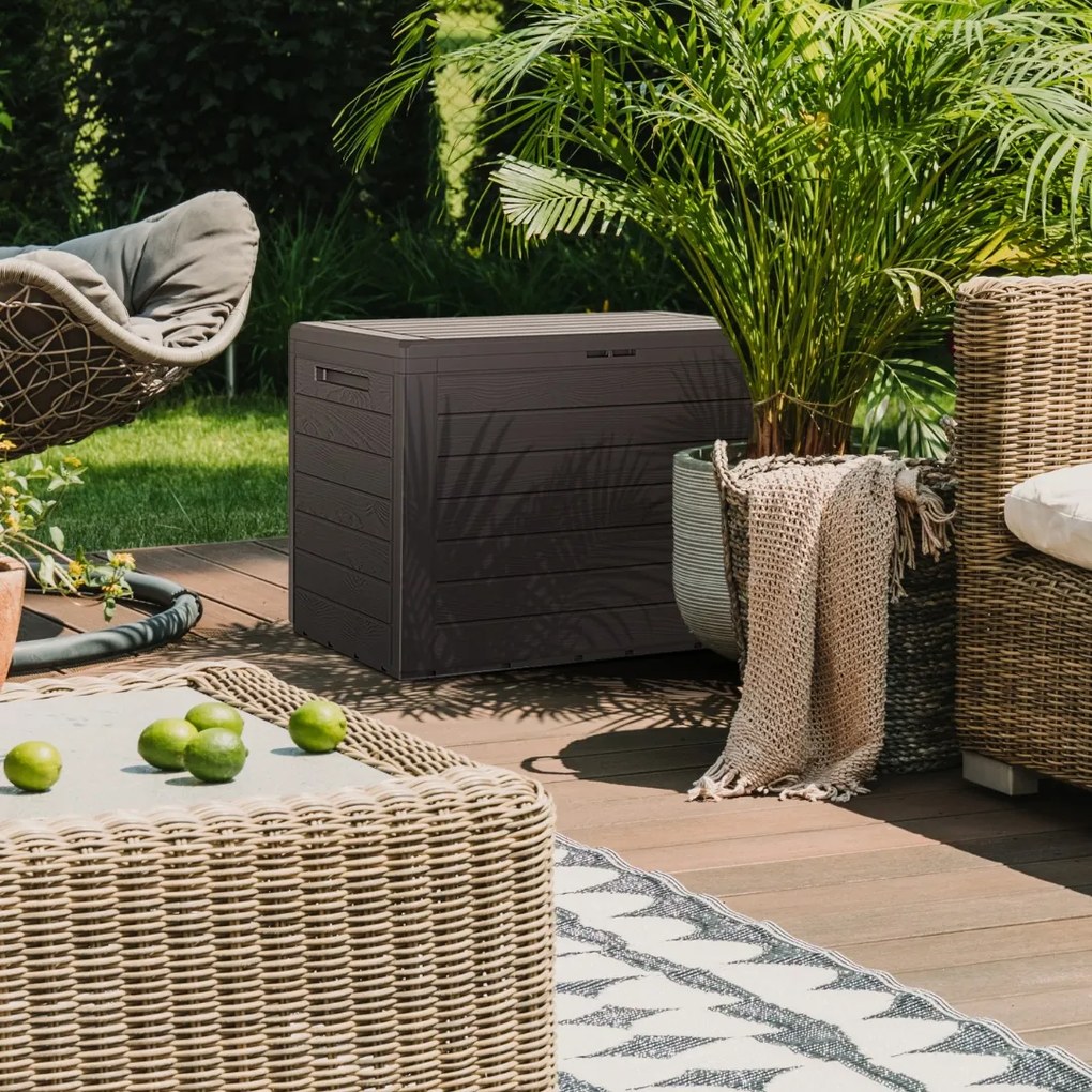 Cutie de depozitare WOODEBOX, 190L, 78x44x55cm, maro închis Prosperplast