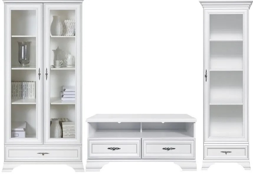 Vitrina Idento, 2 Usi 1 Sertar, H 210 CM, MDF Alb Alpin