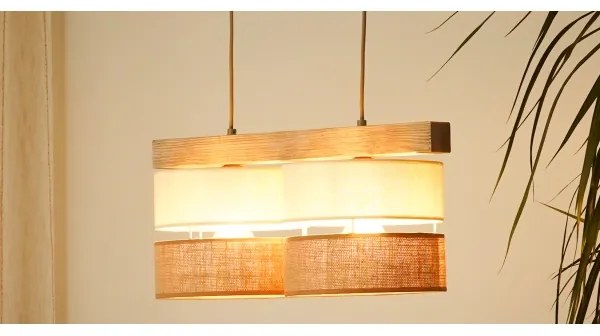 Lustră pe cablu Brilagi FOREST 2xE27/15W/230V pin/bej/crem