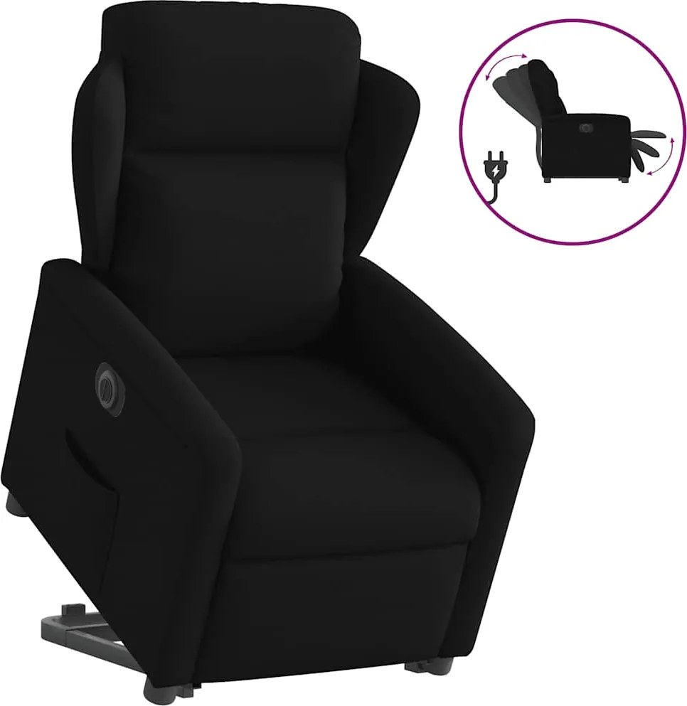 vidaXL Fotoliu electric rabatabil cu ridicare, negru, textil