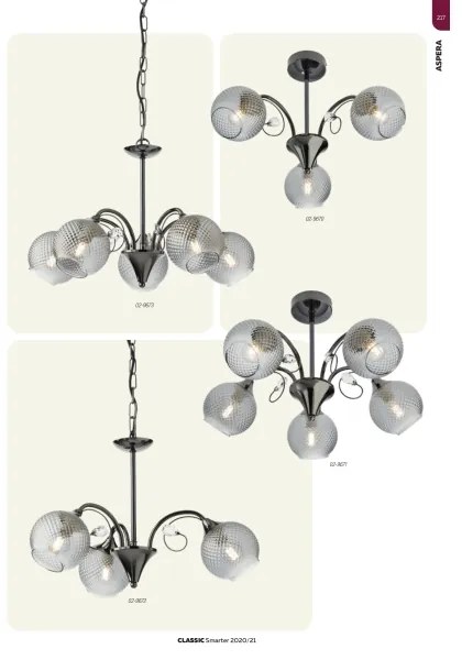 Redo 02-972 - Candelabru suspendat pe lanț ASPERA, 3x E14, 28 W, 230 V, Ø 52 cm, negru