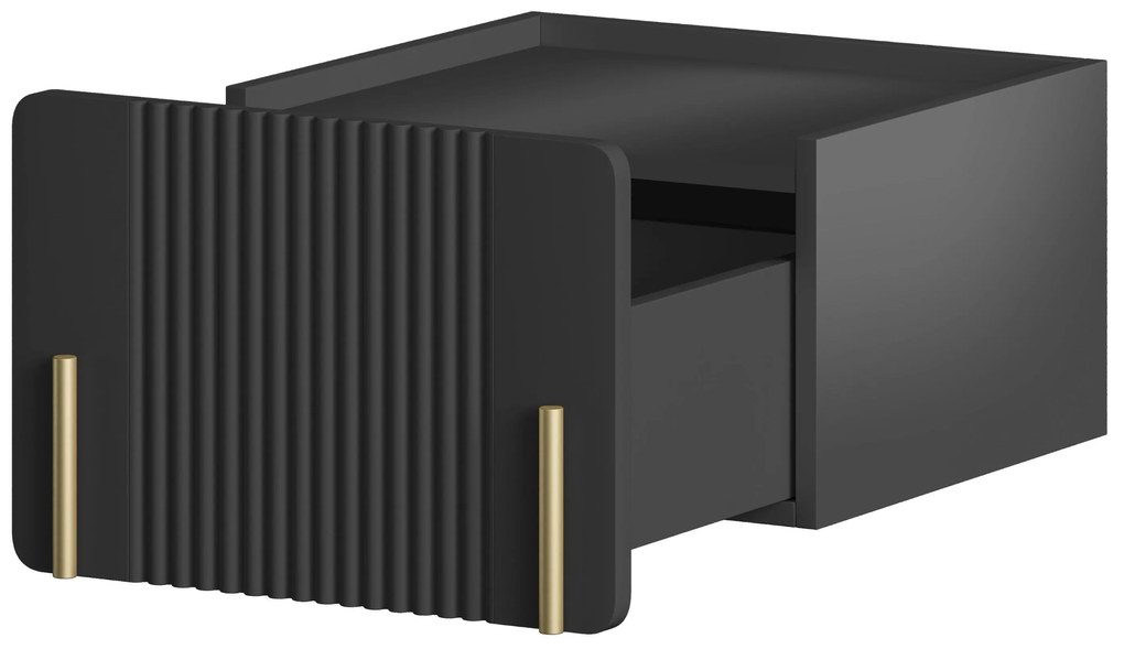 Noptieră Malmi 45 cm cu sertar - negru mat / auriu