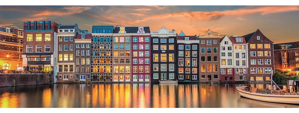 Orașe Bright Puzzle Amsterdam 1000 de piese panoramic Compact Clementoni