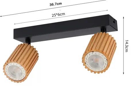 Brilagi - Corp de iluminat tip spot MODERN WOOD 2xGU10/8W/230V lemn de cauciuc/negru