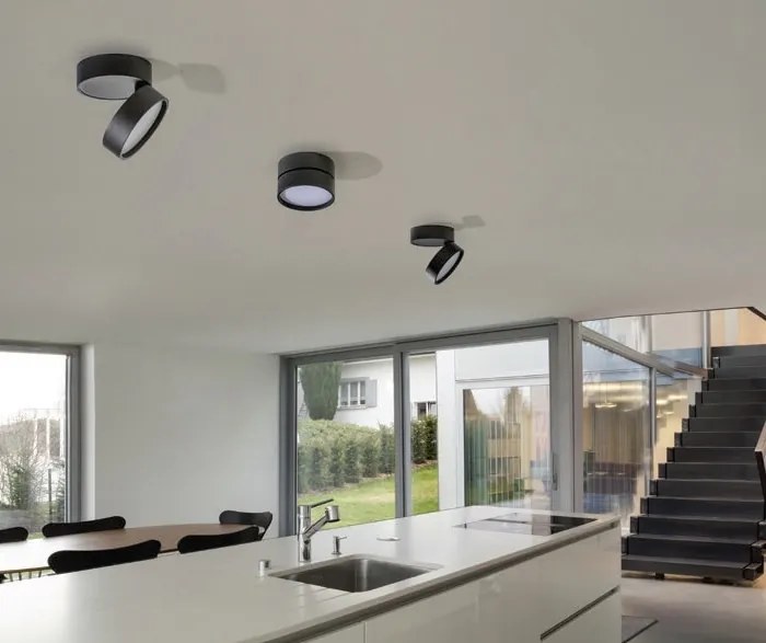 Spot LED aplicat directionabil de tavan/plafon MONA 12W 3000K negru